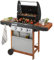 Campingaz BBQ à Gaz 3 Series LX Woody, Barbecue à Gaz en Acier Inoxydable à 3 Brûleurs, Chariot en Bois et Tables de Chevet avec Grille et Plaque Chauffante en Fonte, Plancha