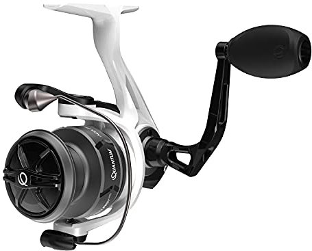 Quantum Accurist Angelrolle Spinnrolle Größe 15, austauschbare Rechts- oder Linkshänder, übergroßer Rutschfester Griffknopf und stufenlose Anti-Reverse-Kupplung, weiß