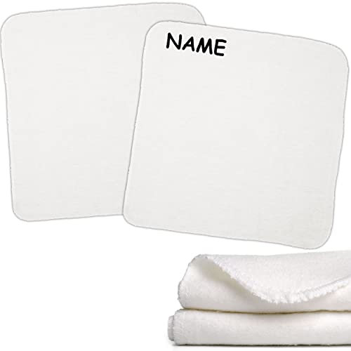 alles-meine.de GmbH 2 TLG. Set - Moltontuch/Stoffwindel - einfarbig weiß - inkl. Name - 40 cm * 40 cm - 100% Baumwolle - Mulltuch/Spucktuch/Waschlappen/Babytuch - Babysp..