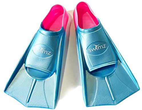 Swimz Trainingsflossen aus Silikon, kurz, Blau / Rosa