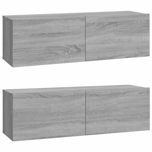 vidaXL 2X Mueble TV de Pared Armario Aparador Auxiliar Equipos Música Consola para Hogar Soporte Videoconsolas Madera Contrachapada Gris