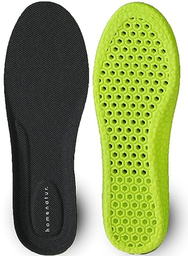 HOMENATUR Plantillas de Gel para Trabajo y Deporte, PU, Talla 39-40 | Amortiguación en el talón; transpirables y recortables para uso diario, calzado deportivo, pádel, ciclismo y largas jornadas.