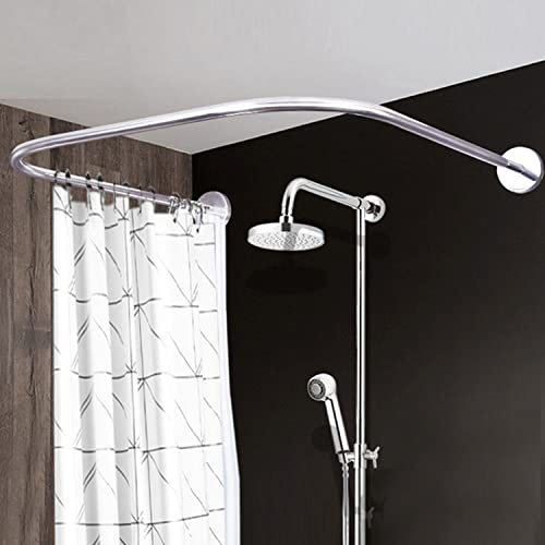 Bastone Per Tenda da Doccia Regolabile A Forma Di U Acciaio Inossidabile, Asta per Tenda da Doccia Per i Camerini Del Bagno, Senza Foratura, Inclusi 12 Anelli (Size : 80x80x80cm)