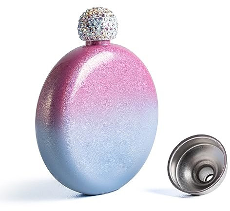 SPDYCESS Petaca de Alcohol con Purpurina para Mujer 5oz Portátil Petacas Secreta de Acero Inoxidable con Embudo Regalo para Viajes Escalada Camping Fiesta Bar