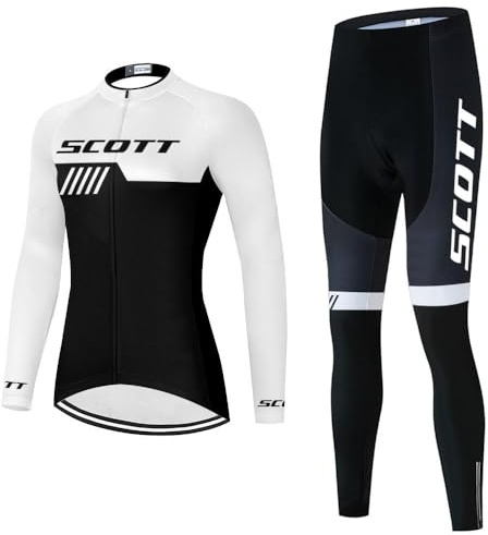 Koogycco Women's Cycling Jersey Set Long Sleeve Bike Shirt Bicycle Clothing Cycling Pants with Gel Padded