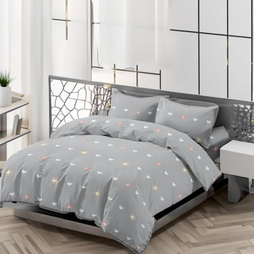 PLUS HOME Juego de Funda Nórdica para Cama 90, 105,135,150,180cm para edredón 3 o 4 Piezas,Poliéster 100%, Funda nórdica sábana Bajera con Funda de Almohada