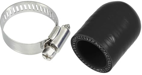 X AUTOHAUX 1 Juego de 30mm de Longitud 25mm/0,98 ID Tapón de Extremo de Manguera de Silicona para Coche Negro con Abrazaderas, Tapón Ciego Reforzado de Silicona para Tubo de Bypass Universal