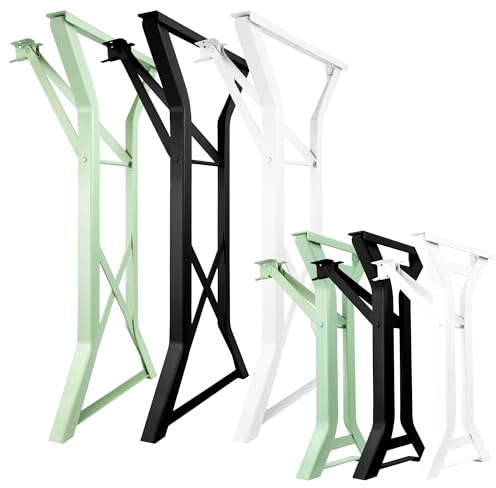 Natural Goods Berlin Juego de 2 Soportes en Forma de Y para Muebles de Carpa de Cerveza (Blanco, 70 x 42 cm), Patas Plegables de Metal para Mesa de Cerveza, Estructura Estable para Exteriores, para