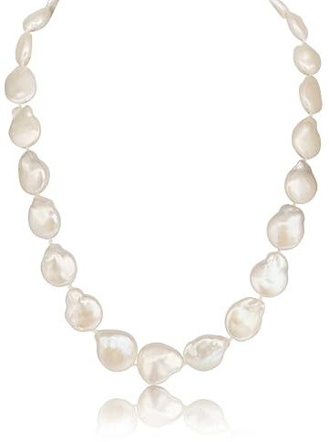 PERORNO Collar de Perlas Cultivadas Barrocas, tamaño 12 mm, largo 45 cm