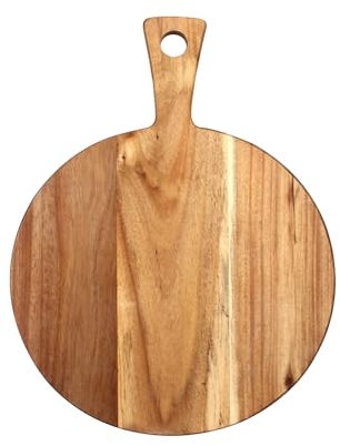 BGFYUSF Küchen-Hackblöcke aus Holz, Schneidebrett, für Pizza, Brot, Obst, Sushi, Tablett, aufhängbar, rutschfeste Küchenutensilien (rund)