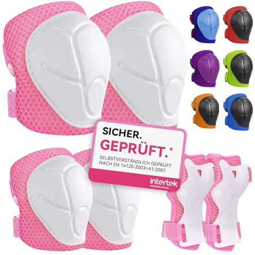 iMoebel Schonerset 6er Protektoren Schützer Set, Inliner Schutzausrüstung Protektorenset Kinder, Knieschoner Ellenbogenschoner Handschoner Verstellbar für Skaten Roller Skateboard