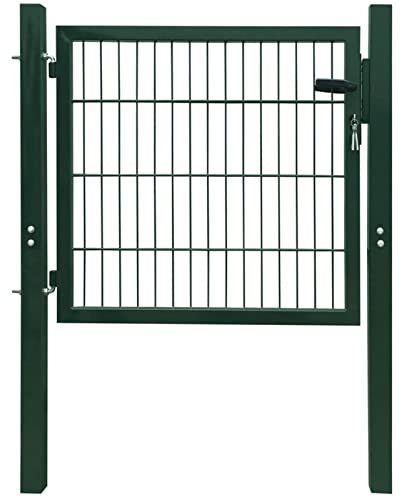 ShGaxin Staketdörr, yttre metalldörrar, trädgårdsdörr, trädgårdsstaket, trädgårdsdörr, grönt stål 105 x 150 cm