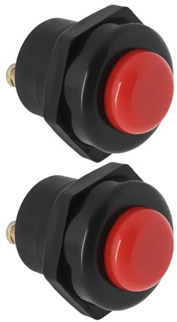 VGOL 2 interruptores de botón pulsador de coche de 12 V 25 A, interruptor de bocina momentáneo, pieza de repuesto de 22 mm, interruptor de arranque de orificio de montaje, color rojo