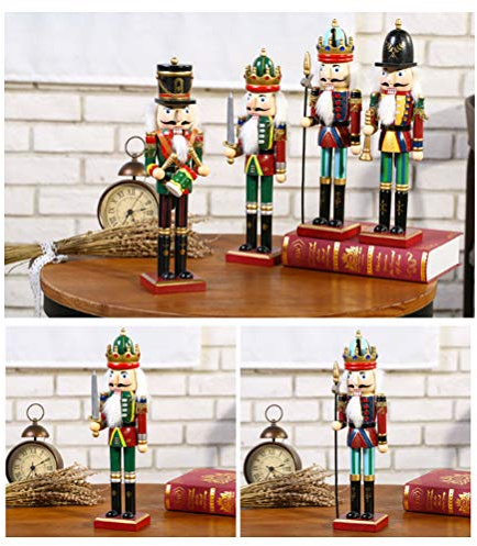 4 Pièces 30 Cm Soldats Casse-Noisette de Noël Soldat en Bois Casse-Noisette sur Support Décor à la Maison de Noël Soldat Casse-Noisette de Noëlles Soldats de Décoration de Noël