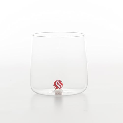 Zafferano Bilia Candy Lot de 4 verres à eau, avec une boule colorée à l'intérieur, 440 ml, 4 couleurs, passent au lave-vaisselle, rouges