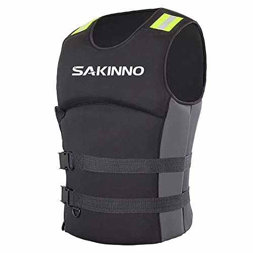 SMTSEC Neopren Schwimmweste Erwachsene Kinder Auftriebsweste SUP Rettungsweste Kajak Auftriebshilfe Schwimmhilfe Kajakweste Für Paddling Board Bootfahren Wassersport Schnorchelweste,Black-XXL