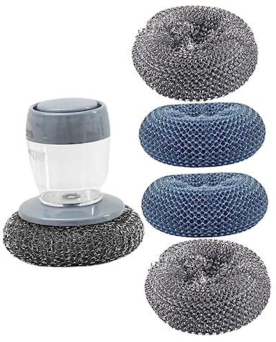 SAFIGLE Hydraulic Palm Pot Cleaning Brush Set Soap Dispensing Kitchen Cleaning Brush Comfortable Handle for Dish Washing and Decontamination for Household Use