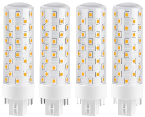 Makergroup GX24Q LED Bulbs, 3000K Warm White, 4-Pin Base CFL Light Bulb Replacement for 13W 18W 26W Compact Fluorescent Bulb in Bathroom Vent Fan, Kitchen Hood 10W 4-Pack (Ballast Removed Required)