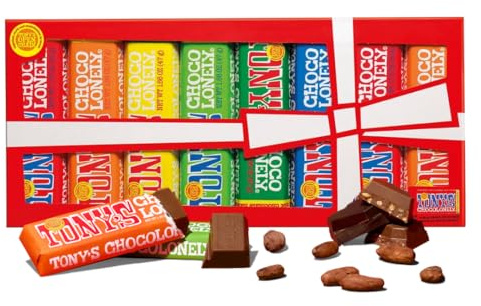 Tony's Chocolonely Small Bars Gift Box - 8 Bars, 385g, Selection Pack Gift Box, 6 Flavours, Vegetarian - Belgian Fairtrade Chocolate