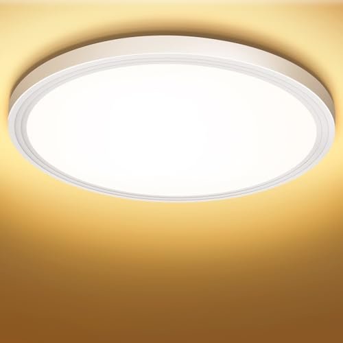 Swoieltr Plafon LED Techo, Ø22CM 3000K Lámpara de Techo LED 18W 1600LM Lamparas Techo Modernas Ultrafino Plafón Luz Led IP44 Impermeable para Cocina, Baño, Pasillo, Entrada, Trastero, Balcón, Oficina