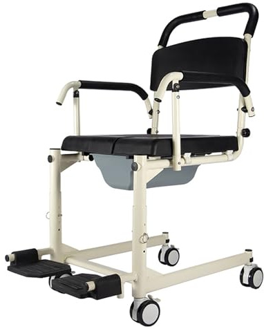 Silla De Baño Móvil Con Ruedas, Inodoro Para Personas Mayores, Inodoro Portátil, Capacidad De Carga De 100 Kg Y Altura Ajustable, Estructura Robusta Y Segura, Ideal Para Hospitales Y Clínicas