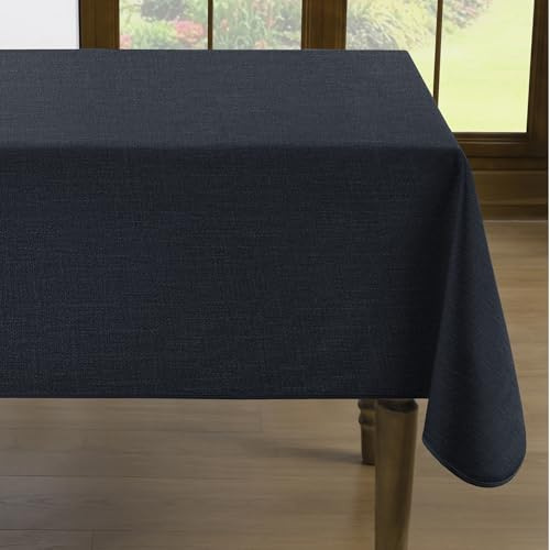 Romanstile Marinblå vaxduk 140x240 cm Väderbeständig med kant, linneoptik, vattentät, avtvättbar, smutsavvisande duk. Rektangulär duk för fest, utomhus, trädgård, balkong, matbord