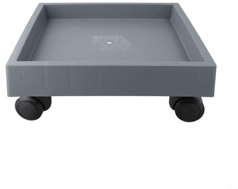 Yuanpgky Carrello quadrato per vasi da fiori con ruote, in plastica resistente, vassoio mobile per vasi da fiori, sottobicchiere da giardino con rulli, per piante in vaso, grigio (interno 23,5 cm)