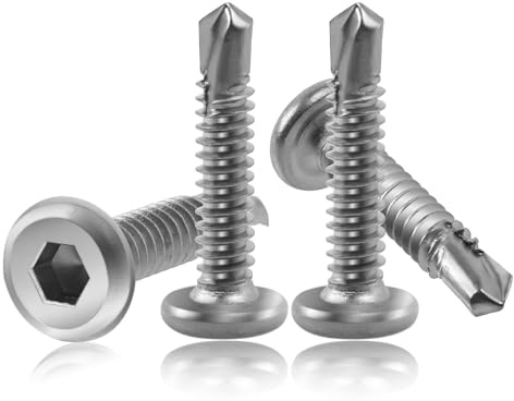 120 Stück Selbstschneidende Schrauben Edelstahl 5.5x25mm | Blechschrauben Flachkopf Innensechskantschrauben, Bohrschrauben Metallschrauben Silber