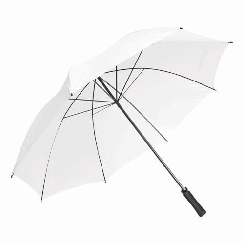 Regenschirm Groß sturmfest XXL Automatik Fiberglas Durchmesser 131cm Weiß
