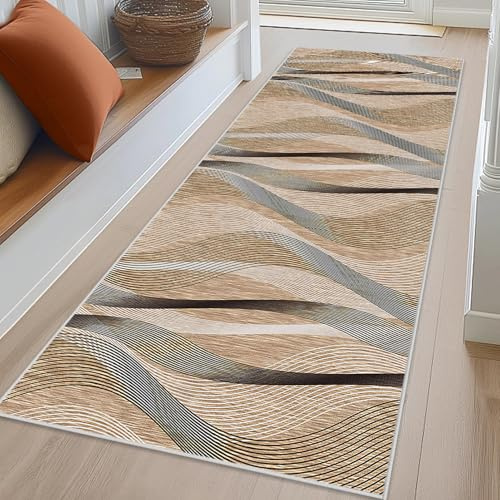 Teppich Läufer Flur Küche rutschfest Küchenteppich 70 x 180 cm Flurläufer Fußmatte Lang Waschbar Küchenläufer Teppich Flur Schmutzfangmatte Eingangsteppich Bettumrandung Teppichläufer für Flur Küche