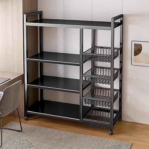 Estantería de almacenamiento de metal resistente de 4 niveles con ruedas, altura ajustable, carrito utilitario móvil, ideal para garaje, cocina o espacios de descanso
