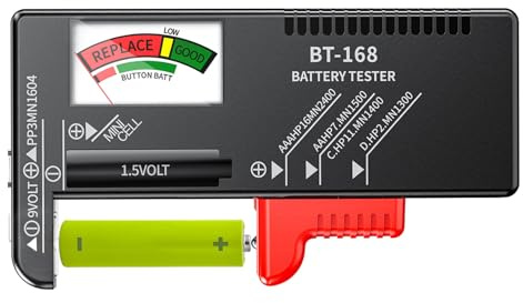 Analogue Battery Tester - Universal Battery Checker for AA AAA C D 9V 1.5V Button Cell - No Battery Required Battery Checker Tester - Multi Size Household Battery Testers