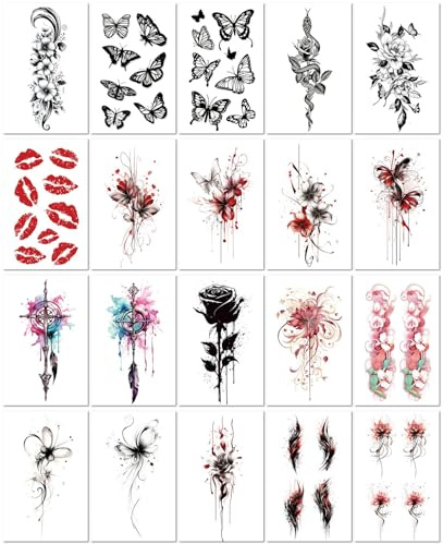 Red Spider Lily Tattoo Stickers For Women, Waterproof And Long-Lasting, Colorful Artistic Floral Arm/Thigh Stickers For Men. 11.4 * 21cm A131