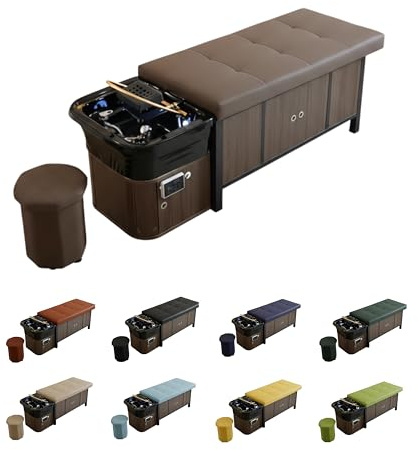 Japan Head Spa - Table de Massage avec Raccordement Aux Eaux Usées, Arrivée Eau Chaude/Froide - Matelas Confort 14cm - Bois Massif Hêtre – Installation Facile - Matériel Professionnel – Garantie 1 an