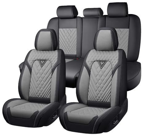 Autositzbezüge Für Hyundai Tucson NX4/ Hybrid/N-Line 2021-2024 2025, Sitzbezüge Auto Universell，Nappaleder，Wasserdichtes，Atmungsaktives, Abriebfest(Black Gray)