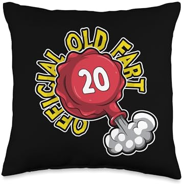 20th Birthday Official Old Fart Funny Red Whopee Cushion Throw Pillow
