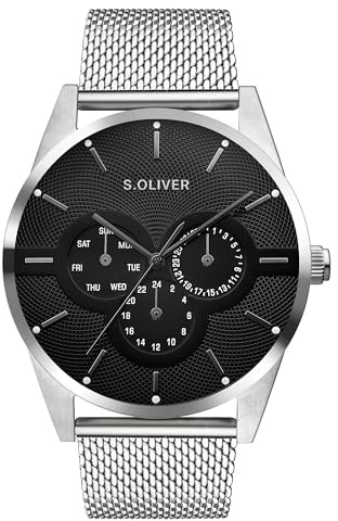 s.Oliver Herrenuhr - 42 mm - analoge Armbanduhr mit Quarzwerk - Chronograph & 3 Zeiger - hoher 3 ATM wasserdicht - Kratzfest