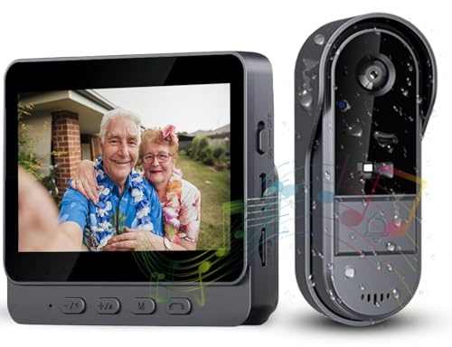 Drahtlose Video Türklingel mit 4.3 HD Innenmonitor Wasserdicht Kabellose Doorbell 1080P Funk Türklingel mit Gegensprechanlage Kein WiFi nötig Zwei-Wege-Audio Nachtsicht Video Betrachtungswinkel: 170°