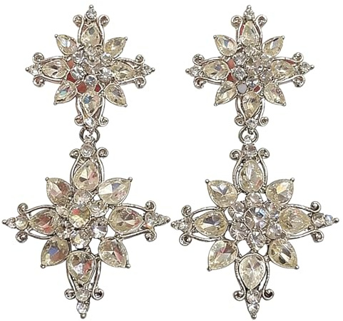 Boucles d'oreilles pendantes en forme de fleur en cristal pour femme, boucles d'oreilles chandelier en argent avec zircon en forme de poire pour mariage, bijoux de mariée de luxe avec haute brillance