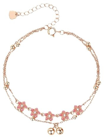 Wiffe De cheville en forme de fleur minimaliste, accents subtils de cloches, chaîne en cuivre flexible, accessoire de cheville, bijoux de pied pour femmes, cloches réglables, de cheville