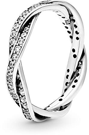Pandora Timeless Ring, geflochtenes Pavé, Silber, mit Cubic Zirkonia