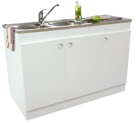 Meuble sous evier 120cm blanc Décliq Néova