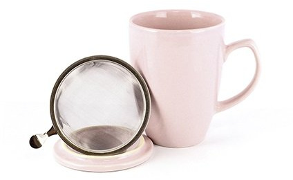 Shamila Becher Soft Rose mit Sieb und Deckel - Teebecher
