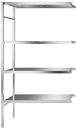 kaiserkraft | Edelstahl-Steckregal | 4 Glatte Fachböden | Fachbodenbreite x Tiefe 940 x 540 mm | Anbauregal