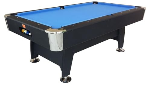 Biliardo BLACK NORMAN LIGHT (panno blu) - 214 x 123 cm - con ritorno di biglia ed tutti gli accessori