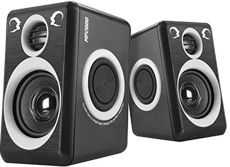 RECCAZR Enceintes d'ordinateur avec son Surround 2.0 CH USB Filaire Enceinte multimédia pour ordinateur de bureau/TV/PC/ordinateur portable/smartphone Diaphragme intégré 4 haut-parleurs (gris)