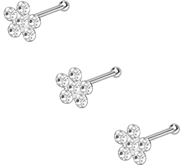 PIERCINGLINE SET 925er STERLING SILBER Nasenpiercing | KRISTALLBLUMEN | Piercing Nase Stecker | SET-Auswahl