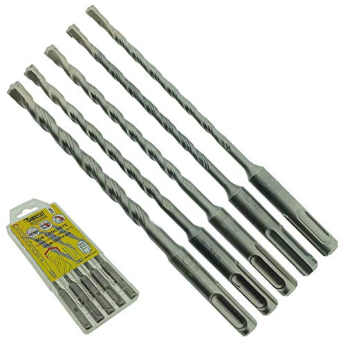 SabreCut 5pcs SDSAK6 5mm-8mm x 160mm PGM Approved SDS+ Drill Bits | PGM approved carbide tip and reinforced chrome vanadium core drill stone, concrete and brick with long service life