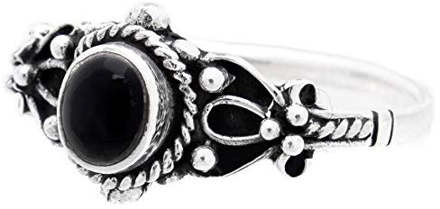 WINDALF Damen Ring mit Stein SANJA 8 mm Onyx Schutzring Silberring 925 Sterlingsilber