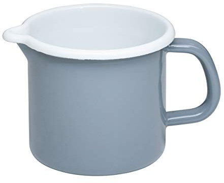 Riess, 0040-065, Schnabeltopf ø 12cm, PURE GREY, Grau, Emaille, Vol. (rec.): 1,0 Liter, Made in Österreich, LBH: 18,7x13,5x11,5cm, 0,430kg, Kanne mit Henkel, Deckel, Induktionskocher kompatibel